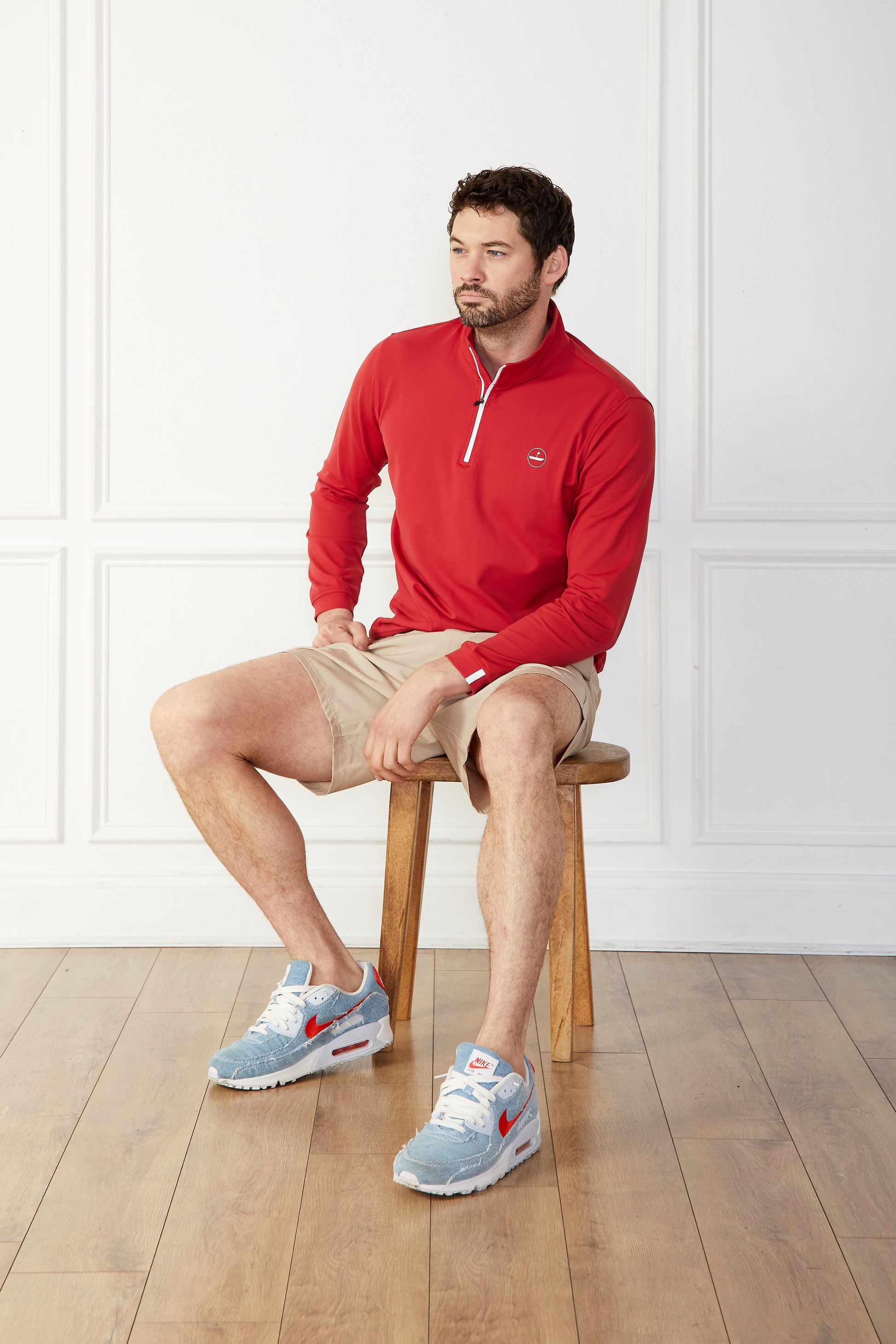 1/4 Zip Pullover Red Catch + Club